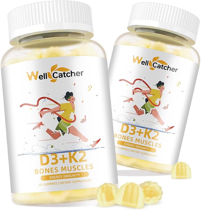 Vitamin D3 K2 Gummies - Vitamin D3 5000IU K2 (MK-7) 120mcg Supplements with Vitamin B Complex Sugar Free for Adults Kids Supports Bone Teeth Strength Immune Mango Flavor 60 Counts 2 Packs