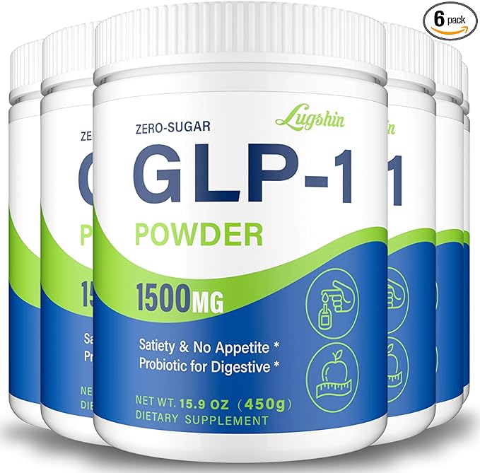 GLP-1 Supplement, GLP1 Supplements Women, GLP-1 Powder 1500MG with Akkermansia Muciniphila Probiotic & High Fiber for Energy, Digestion, Gut, Overall Health, 6 Pack