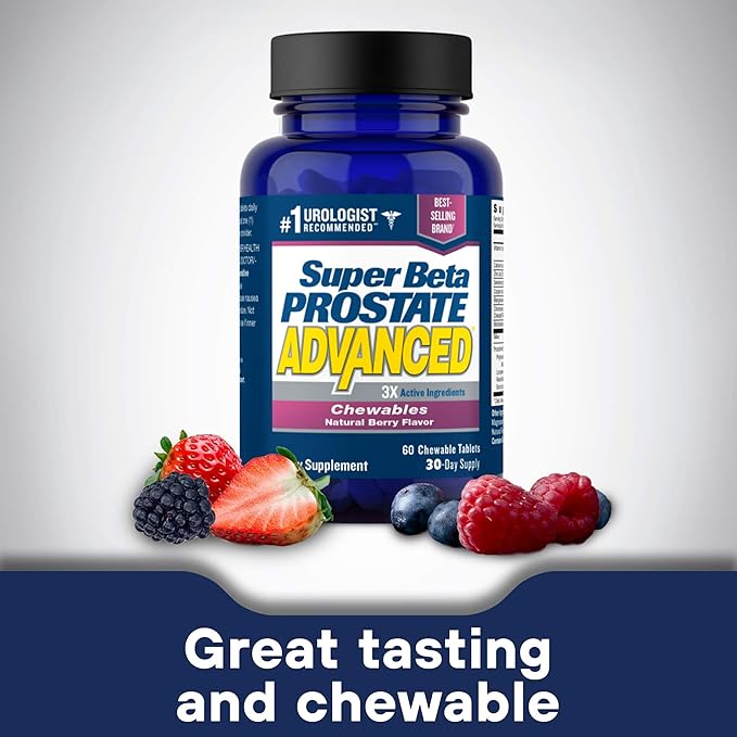 Super Beta Prostate Advanced Chewables - Prostate Support Supplement for Men's Health (60 Chews, 1-Bottle)