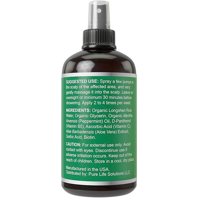 Biotin + Peppermint Oil + Rice Water Spray For Hair Growth. Vegan, Leave In Conditioner Serum Spray For Women, Men. Thickening, Moisturizing, Strengthening Scalp Treatment For Dry, Frizzy, Weak Hair
