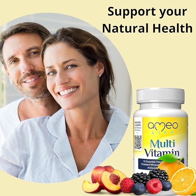 Chelated Daily Multivitamins for Adult Men and Women - Multi Vitamin Supplement with Zinc, Biotin, Iodine, Chromium, Manganese and Vitamins A, B6, B12, C, D and E - 60 Capsules