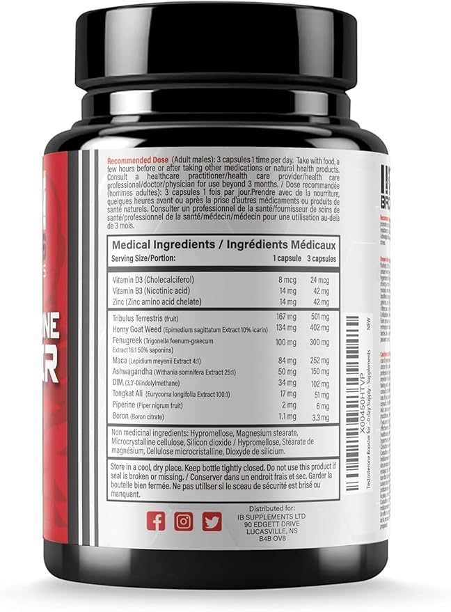 Iron Brothers Supplements Testosterone Booster for Men, 90 Capsules | Testosterone Supplements for Men to Enhance Muscle Growth | Estrogen Blocker | Promotes Fat Loss & Increase Performance - 30 Days