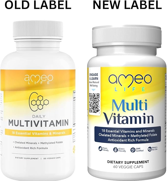 Chelated Daily Multivitamins for Adult Men and Women - Multi Vitamin Supplement with Zinc, Biotin, Iodine, Chromium, Manganese and Vitamins A, B6, B12, C, D and E - 60 Capsules