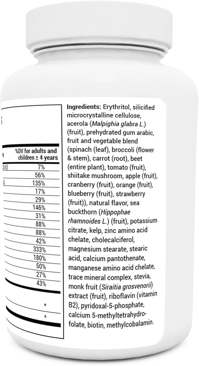 Dr. Berg Kids Chewable Multivitamins (NOT Sweetened w/Sugar) - Daily Multivitamin for Kids That Includes 20 Nutrients & Trace Mineral Complex - Mixed Berry Chewable Vitamins for Kids