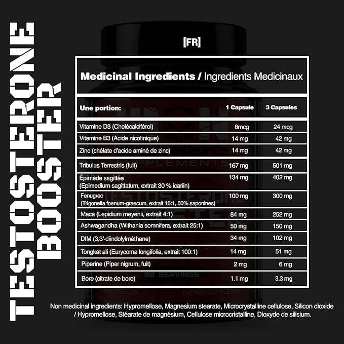 Iron Brothers Supplements Testosterone Booster for Men, 90 Capsules | Testosterone Supplements for Men to Enhance Muscle Growth | Estrogen Blocker | Promotes Fat Loss & Increase Performance - 30 Days