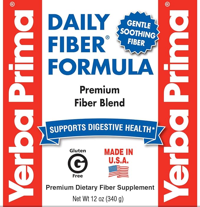 Yerba Prima Daily Fiber Formula Powder - 12 oz (Pack of 4) - Soluble & Insoluble Dietary Fiber Supplement - Gut Health - Vegan, Non-GMO, Gluten-Free
