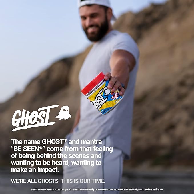 GHOST BCAA Powder Amino Acids Supplement, Sour Patch Kids Redberry - 30 Servings - Sugar-Free Intra, Post & Pre Workout Amino Powder & Recovery Drink, 7G BCAA