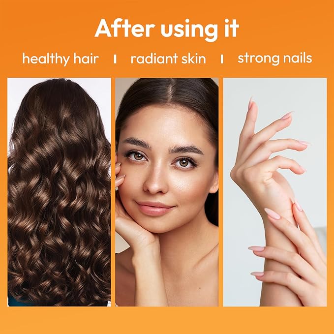 Biotin 10000 mcg with Zinc, Vitamin C & Calcium Pantothenate – Supports Healthy Hair Growth, Strong Nails & Glowing Skin for Women & Men | Made in The USA | 60 Vegan Capsules