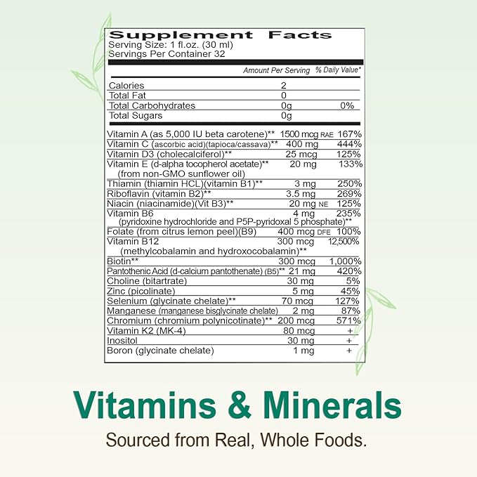 Vital Earth Minerals Super Multi 2-Pack – Liquid Multivitamins for Women, Men & Kids, Liquid Vitamins with Fulvic Acid for Better Absorption, MTHFR Support, 32 Oz Ea + 1 Oz Cup