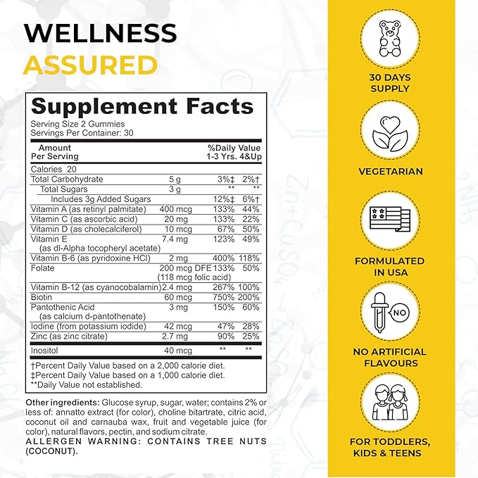 Kids Multivitamin Gummies β Easy to Chew, Delicious Multi-Flavored β Essential Vitamins A, B6, B12, C, D, E, Biotin, Iodine, Zinc β Kids Vitamins for Daily Nutritional Needs β 60 Gummies