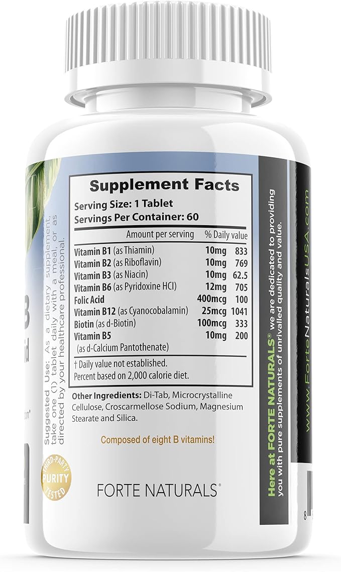 Supplements Biotin Vitamin B Complex Vitamin B12 Energy & Mood Support with Folic Acid Prenatal Postnatal Vitamin B1 thiamin Supplement B2 Vitamin B3 niacin B5 B6 Supplements