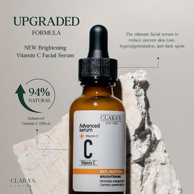 CLARA'S NEW YORK Advanced Vitamin C 94% Natural Glowing Formular Face Skin Serum - Made in USA 30ml (1Fl/Oz) (Advanced Vitamin C)