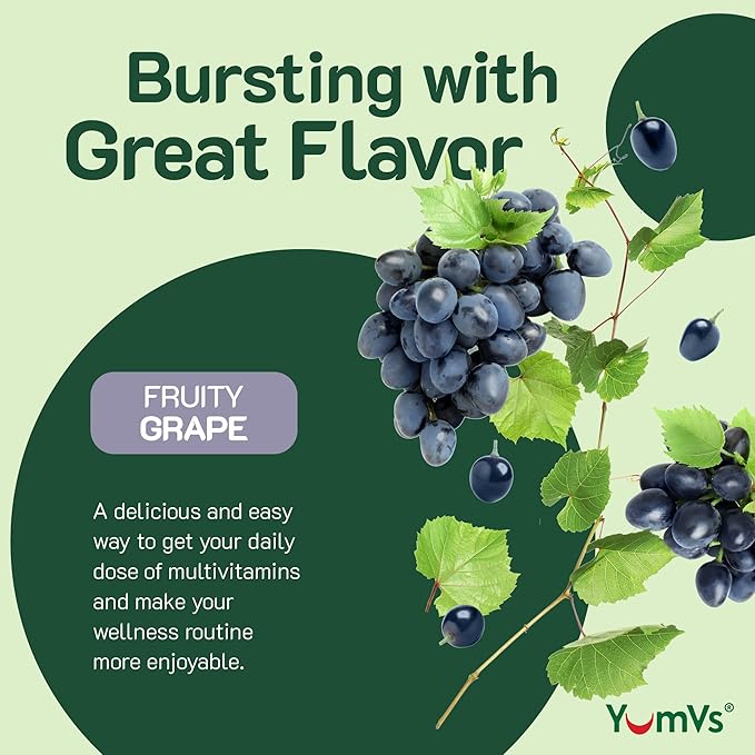 YUM-V'S YumVs Multivitamin Gummies with Iron - Grape Flavor - Vegetarian Kosher Multi Vitamins for Adults with Vitamin A C B6 B12 Biotin Zinc - No Calcium (60 Count (Pack of 2))