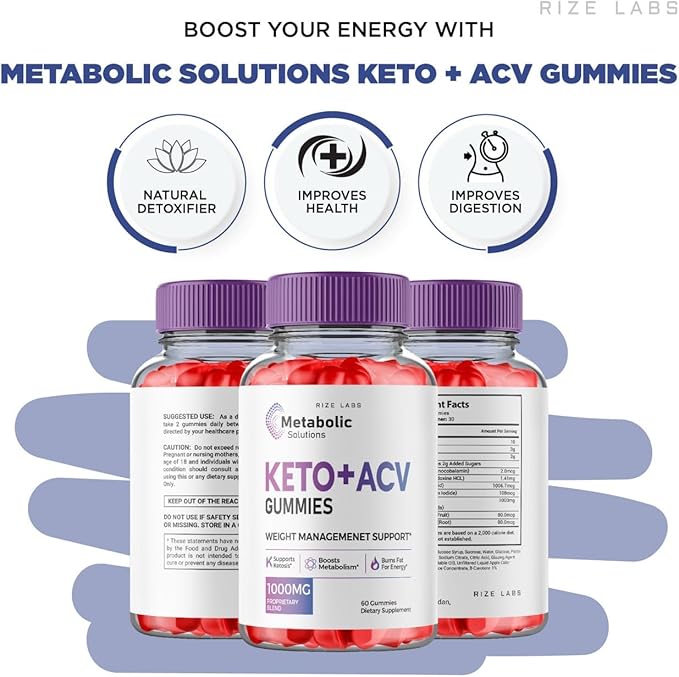 (3 Pack) Metabolic Solutions Keto ACV Gummies, Metabolic Solutions Keto+ACV Gummies for Advanced Weight Loss, Advanced Formula Supplement, Metabolicsolutions Reviews (180 Gummies)