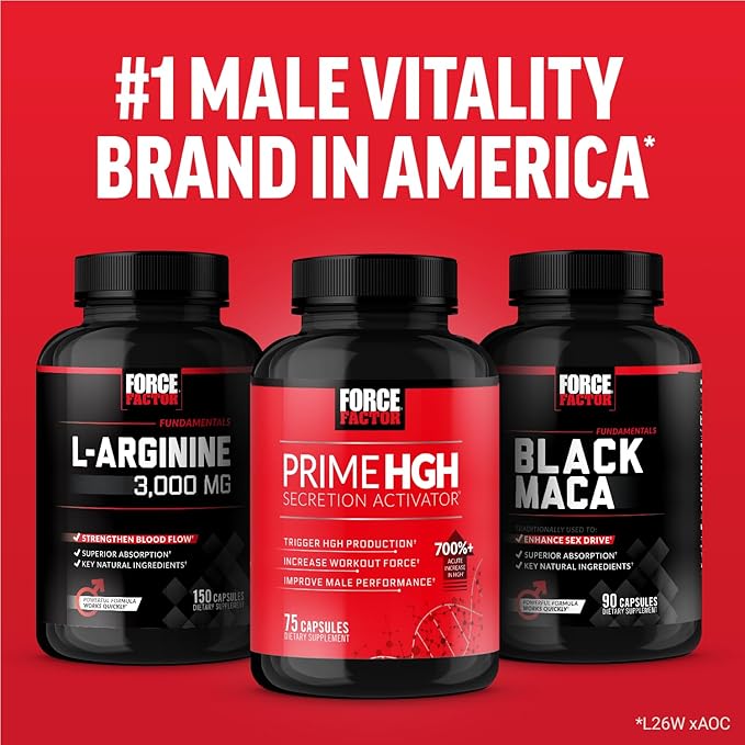 Force Factor Prime HGH Secretion Activator, HGH Supplement for Men with Clinically Studied AlphaSize to Help Trigger HGH Production, Increase Workout Force, and Improve Performance, 75 Capsules