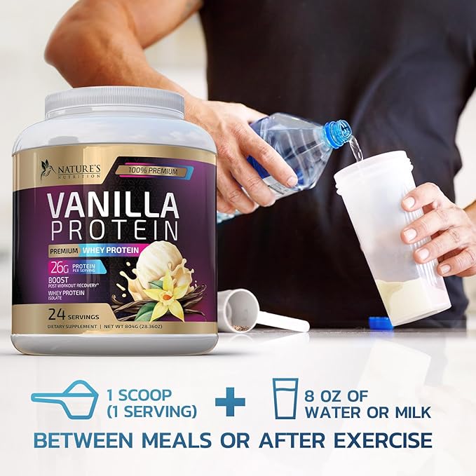 Whey Protein Powder 26g - Whey Isolate Protein for Muscle Growth Support, Vanilla Ice Cream - Premium Whey Powder for Fast Absorbing and Easy Digesting for Men and Women, Gluten Free - 24 Servings