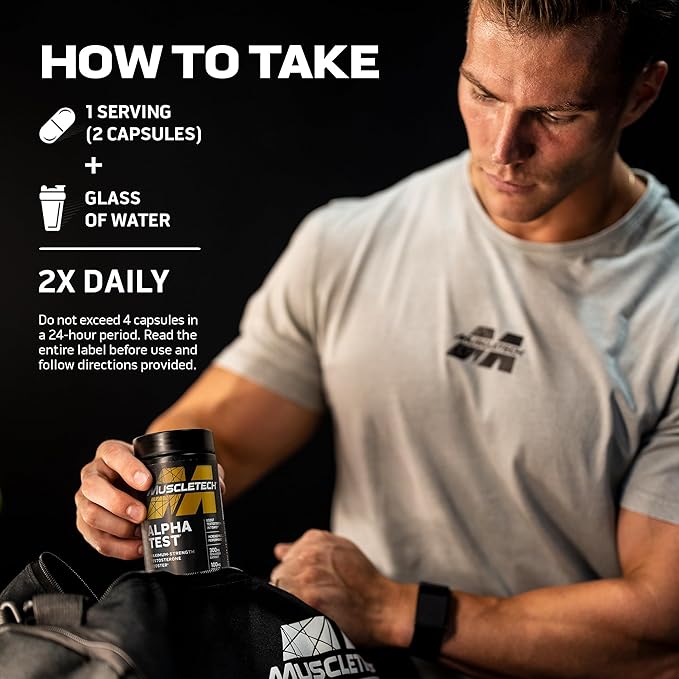 MuscleTech Testosterone Booster for Men, MuscleTech AlphaTest, Tribulus Terrestris & Boron Supplement, Max-Strength ATP & Test Booster, Daily Workout Supplements for Men, 240 Pills (Package May Vary)