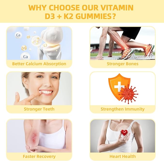 Vitamin D3 K2 Gummies - Vitamin D3 5000IU K2 (MK-7) 120mcg Supplements with Vitamin B Complex Sugar Free for Adults Kids Supports Bone Teeth Strength Immune Mango Flavor 60 Counts 2 Packs