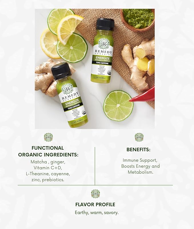 Remedy Organics Immunity Plus Shot, Variety 24-Pack | Boost Energy, Brain Function, Detoxification, and Metabolism | Certified-Organic Ingredients