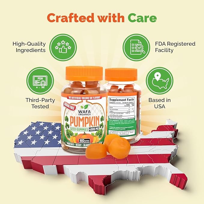 Sugar-Free Pumpkin Seed Oil Gummies 4000 mg - Prostate & Bladder Control Gummies Supplement, Non-GMO, No Artificial Ingredients, Hair Growth & Heart Support, Vegan Extract for Men & Women - 60 Count