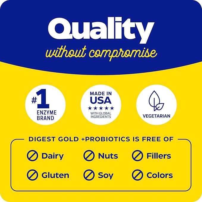 Enzymedica Digest Gold + Probiotics, 2-in-1 Formula for Gut Health, Digestive Enzymes & 1.5 Billion Active Probiotic Cultures, 45 Count (FFP)