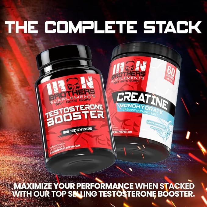 Iron Brothers Supplements Testosterone Booster for Men, 90 Capsules | Testosterone Supplements for Men to Enhance Muscle Growth | Estrogen Blocker | Promotes Fat Loss & Increase Performance - 30 Days