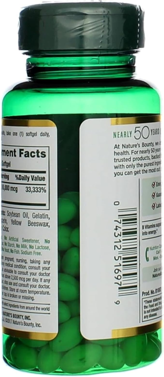 Nature's Bounty Biotin 10000 mcg Ultra Strength - 120 Softgels, Pack of 4