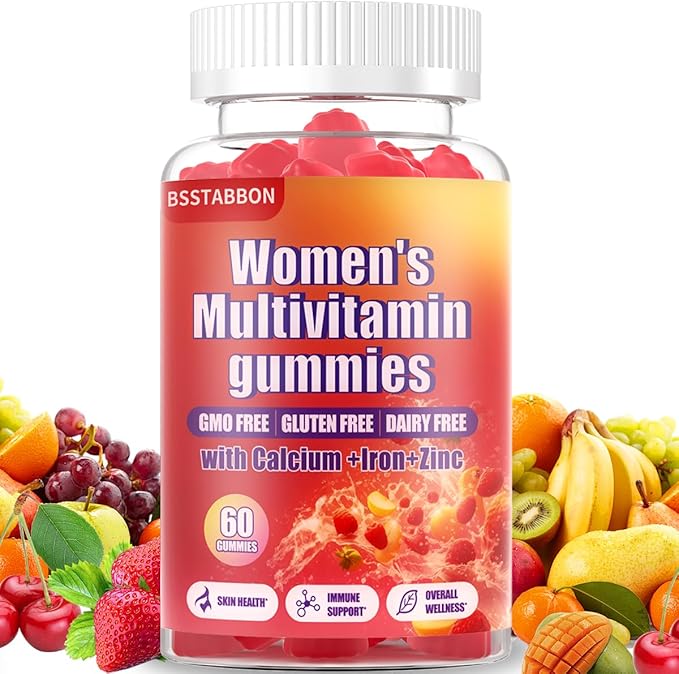 Women's Multivitamin Gummies Peach Flavor, Contains 6 Essential Vitamins (Vitamin A,B6,B12,C, D, E) and Multiple Mineral Values for Skin, Hair, Energy, Immune(60 Gummies) (60 Count)