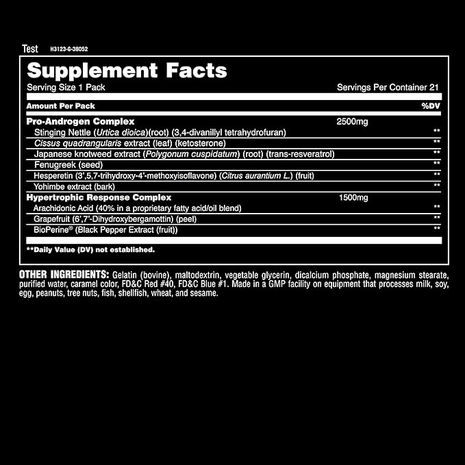 Animal Test Testosterone Booster for Men - Male Enhancing Supplement Libido Booster for Strength Athletes & Bodybuilders to Increase Stamina, Endurance, Muscle Growth, All-in-One Packs – 21 Day Cycle