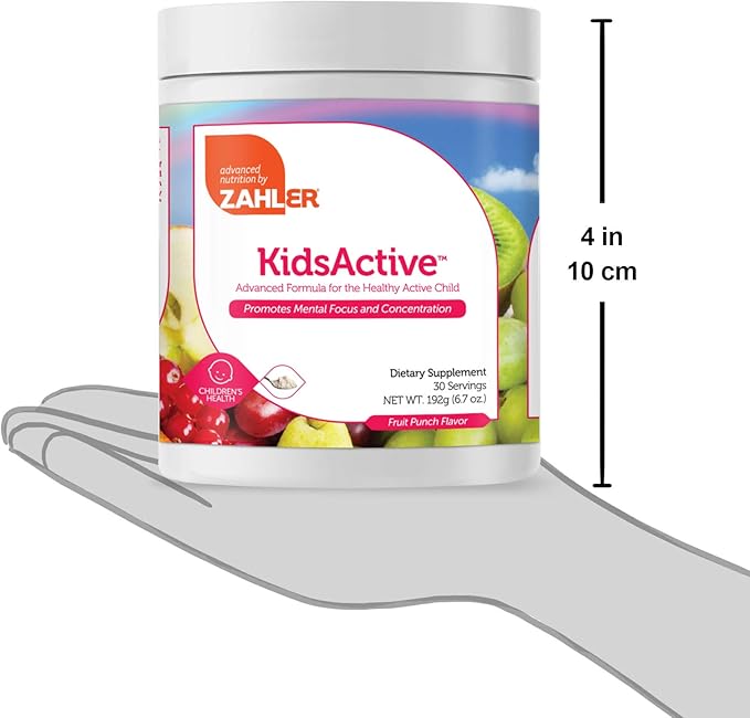 Zahler KidsActive, Kids Concentration Formula Powder, All Natural Children’s Supplement Supporting Focus, Certified Kosher, 30 Servings Fruit Punch Flavored Powder