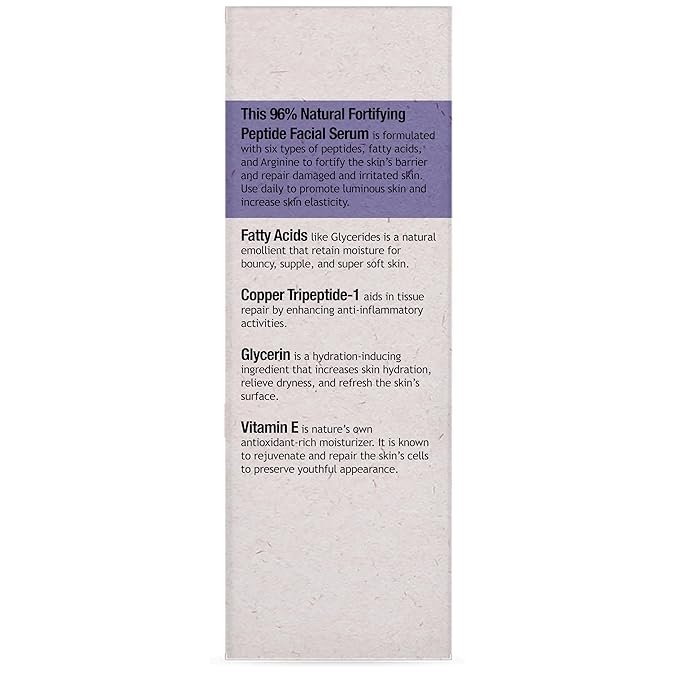 6 X PEPTIDE Natural Facial Serum with Copper Tripeptide-1, Signal Peptides for skin barrier and repairing Pairs Well with Vitamin C Serum & Hylunaric Acid Moisturizer 30ml Purifect Made in USA