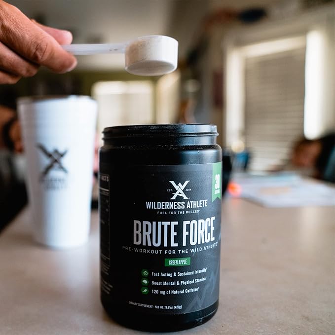 Wilderness Athlete - Brute Force Pre-Workout | Best Pre Workout Powder for Women & Men - Preworkout Drink Supplements with Natural Caffeine - Workout Supplement for Men & Women (Pineapple Orange)