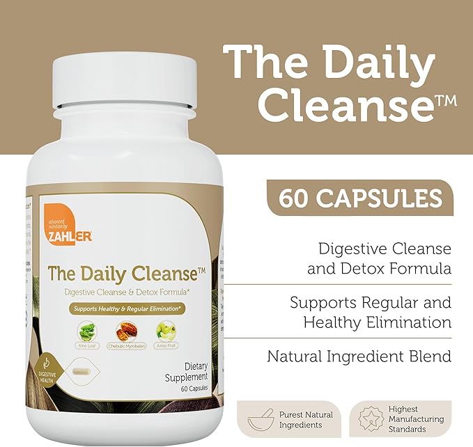 Zahler Daily Cleanse, Digestive Cleanse & Detox Formula, Supports Healthy and Regular Elimination, 60 Capsules.