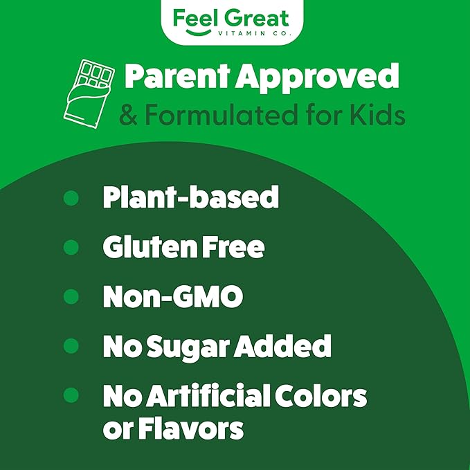 Feel Great USDA Organic Super Greens for Kids | Vegan Chocolate Greens Powder with Veggie Powder for Kids | Superfood Powder with Probiotics & Digestive Enzymes for Digestive Health | 2 Month Supply
