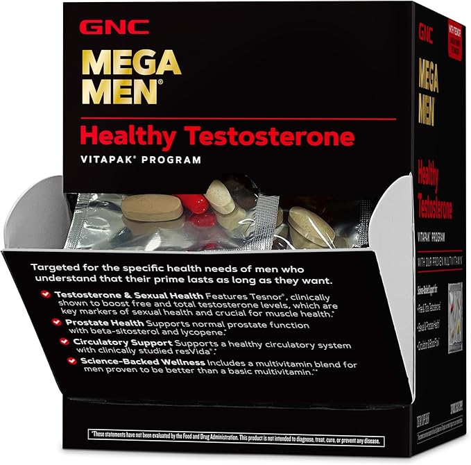 GNC Mega Men Healthy Testosterone Vitapak Program | 30 Servings