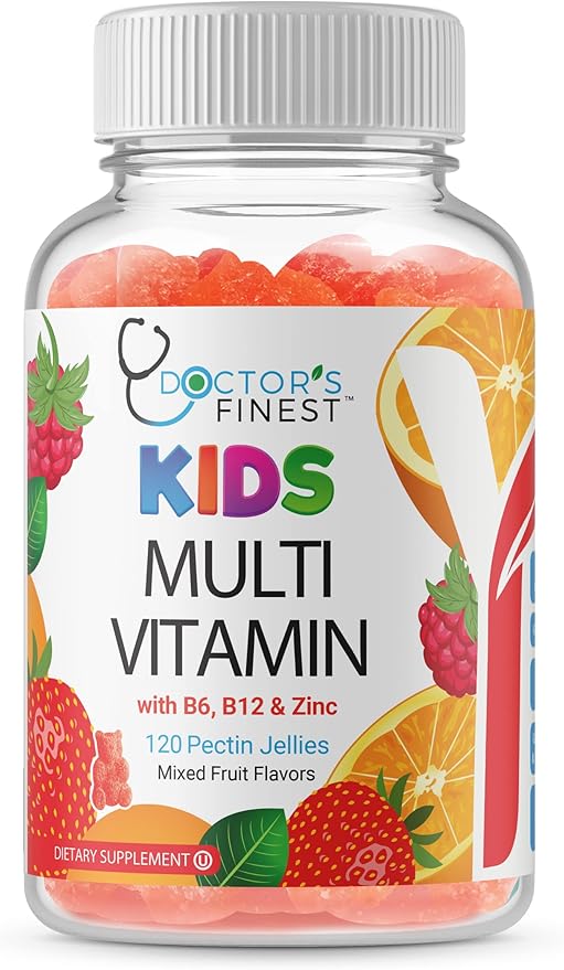 Doctors Finest Multivitamin Gummies for Kids - Vegetarian, GMO-Free & Gluten Free - Great Tasting Fruit Flavors Pectin Chews - 120 Jellies