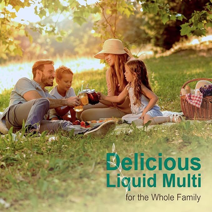 Vital Earth Minerals Super Multi 2-Pack – Liquid Multivitamins for Women, Men & Kids, Liquid Vitamins with Fulvic Acid for Better Absorption, MTHFR Support, 32 Oz Ea + 1 Oz Cup