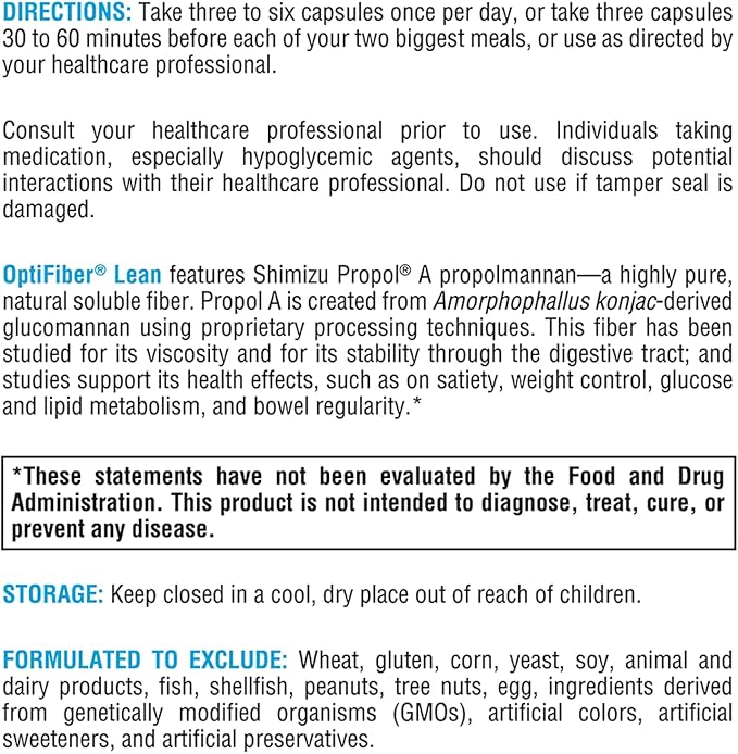 XYMOGEN OptiFiber Lean Fiber Supplement - Daily Fiber Capsules for Digestive Health + Cholesterol Metabolism Support - Gut Cleanse (180 Fiber Capsules)
