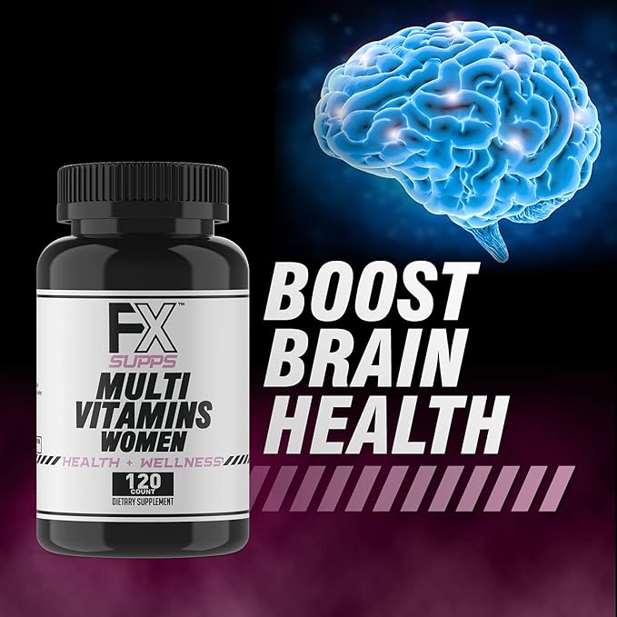 FXSUPPS Multivitamin for Women with Vitamin C, Vitamin D, Vitamin E, Zinc for Immune Support - Vegan Women's Multivitamin with Biotin, Iron, Antioxidants + Amino Acids (120 Count)