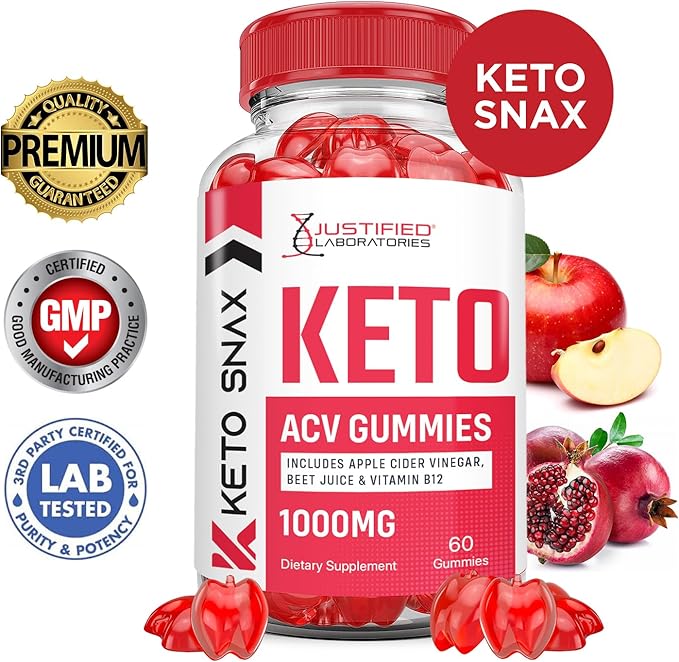 (10 Pack) Keto Snax Keto ACV Gummies Advanced Formula 1000MG Keto Snax Keto Gummies Apple Cider Vinegar Formulated with Pomegranate Beet Juice Powder B12 Vegan Non GMO 600 Gummys