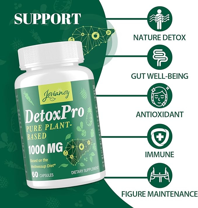 2000 MG Plant-Based Detox Cleanse – Natural Toxin Flush for Liver, Gut & Colon – Antioxidant & Digestive Support – Fast-Acting Detox Complex for Women & Men – 60 Capsules