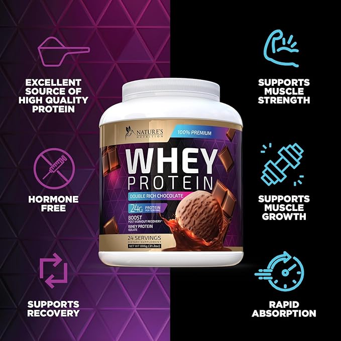 Whey Protein Powder 24g - Whey Isolate Protein for Muscle Growth Support Chocolate Ice Cream - Premium Whey Powder for Fast Absorbing and Easy Digesting for Men and Women, Gluten Free - 24 Servings