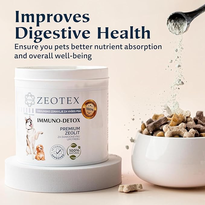 Zeolite Powder 100% Natural Food Supplement for Immunity & Detox, Digestive Health, Joint Health Supplement Powder, Liver Detox, Enhance Pet Health w/Easy-to-Use Pet Supplements, 350g/12.35 oz