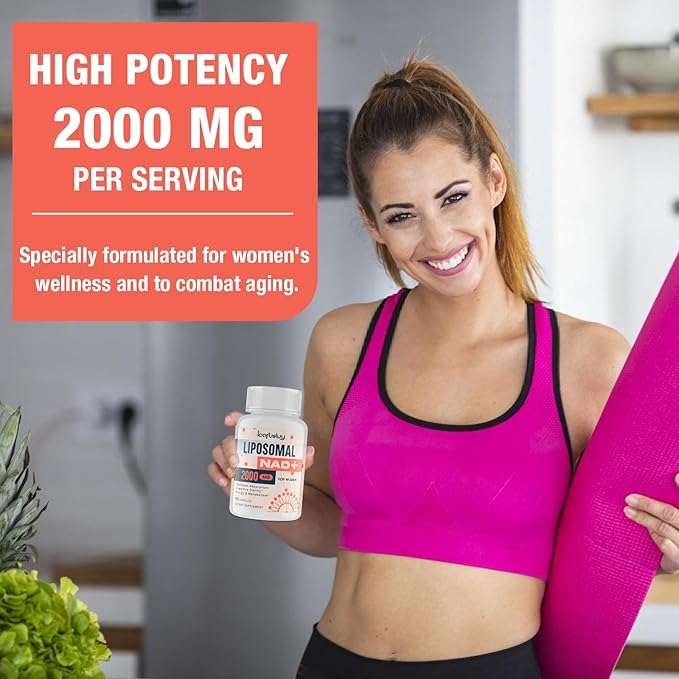 2000MG Liposomal NAD+ for Women, NAD+ Supplement, with Ashwagandha, Maca, Black Cohosh & Ginkgo Biloba, Max Absorption, NAD Plus - Menopause, Cognitive Clarity, Energy, Aging Defense, 180 Capsules