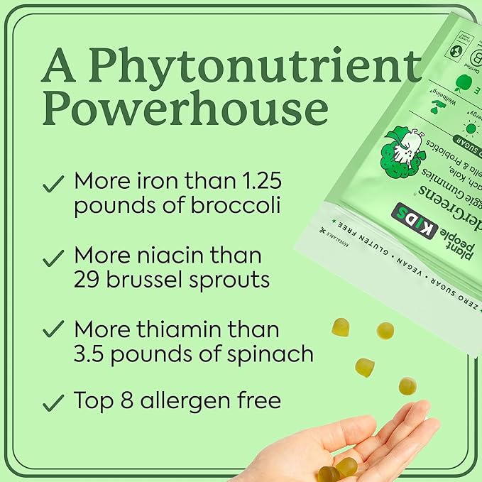 Plant People Kids WonderGreens Super Veggie Gummies for Kids (30 Count)