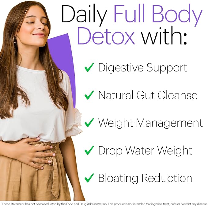 Wellthy Full Body Detox and Immune Support - Advanced Digestive Health, Gut Cleanse and Bloating Relief - All Natural Formula with Milk Thistle, Dandelion Extract and L-Carnitine | 30-Day Supply