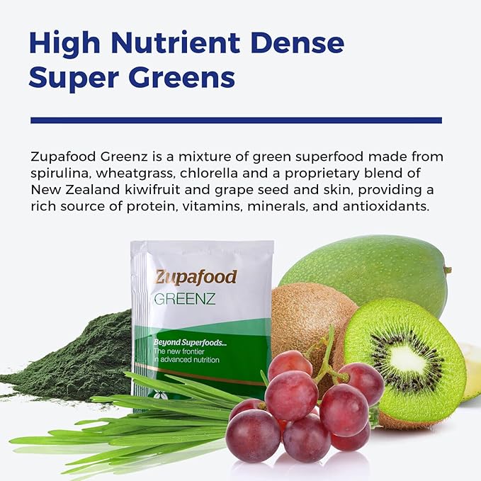 Xtendlife Zupafood GREENZ Powder - Organic Greens Powder Superfood Detox Juice Mix with Spirulina/Wheatgrass for Gut Health, Natural Detoxification & Strong Immunity | 30 Packs (Vegan & Gluten Free)