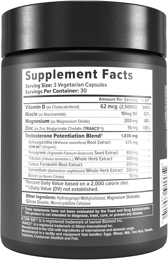 InnoSupps : T-Drive | Testosterone Booster | Amplify Muscle Growth | KSM-66 Ashwagandha, Boron, Fenugreek | 90 Capsules