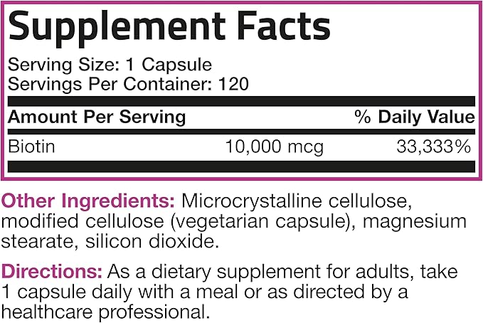 Bronson Ultra Biotin 10,000 Mcg Hair Skin and Nails Supplement, Non-GMO, 120 Vegetarian Capsules