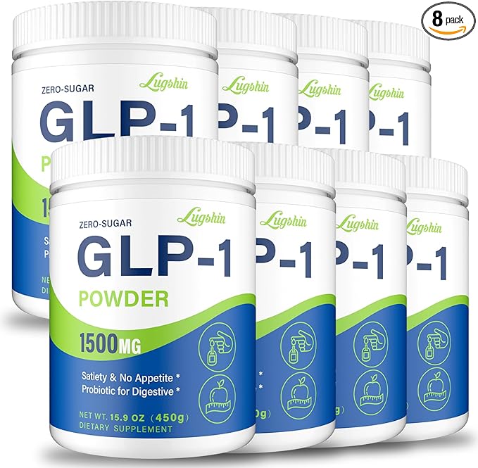 GLP-1 Supplement, GLP1 Supplements Women, GLP-1 Powder 1500MG with Akkermansia Muciniphila Probiotic & High Fiber for Energy, Digestion, Gut, Overall Health, 8 Pack